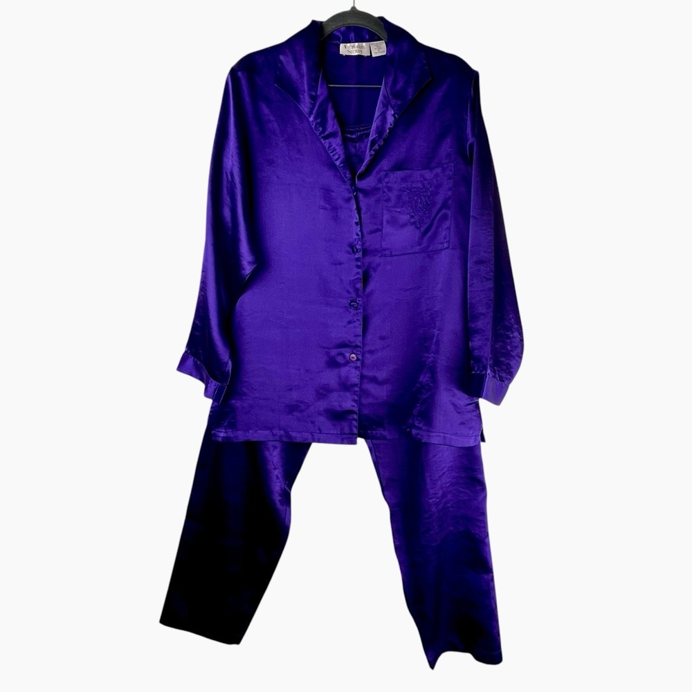 Vintage Victoria's‎ Secret Gold Label Pajama Set Purple Top Pants Petite P Small